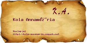 Kola Annamária névjegykártya